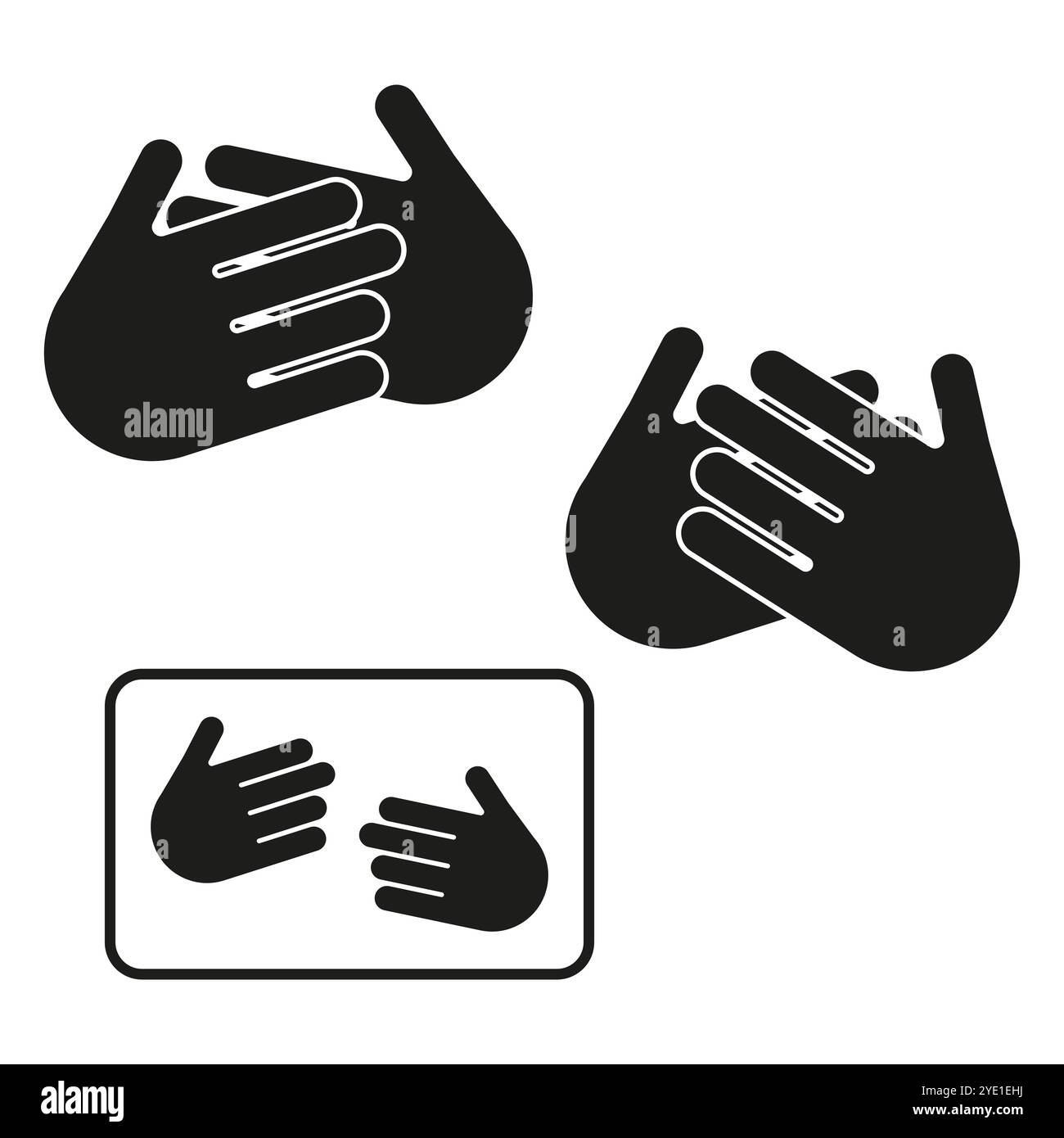 Symbole für Handgesten. Kommunikationsschilder gesetzt. Einfache visuelle Symbole. Vektorhand-Silhouetten. Stock Vektor