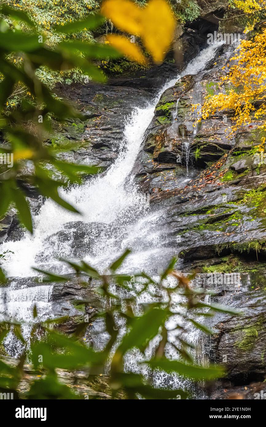 Mud Creek Falls in Sky Valley, Georgia, zwischen Highlands, North Carolina und Dillard, Georgien. (USA) Stockfoto