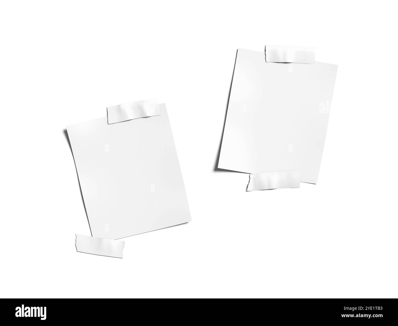 3D White Polaroid Photo Mockup mit geklebten Ecken Stockfoto