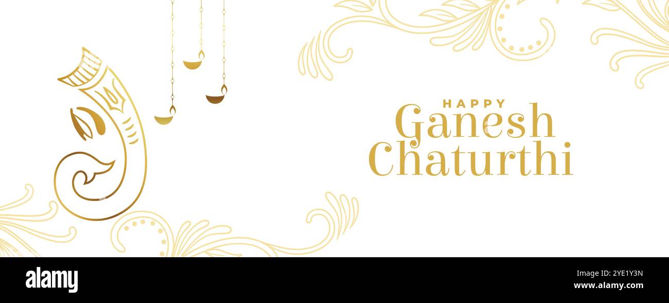 indisches Festival ganesh chaturth Banner in goldenem Design Stock Vektor