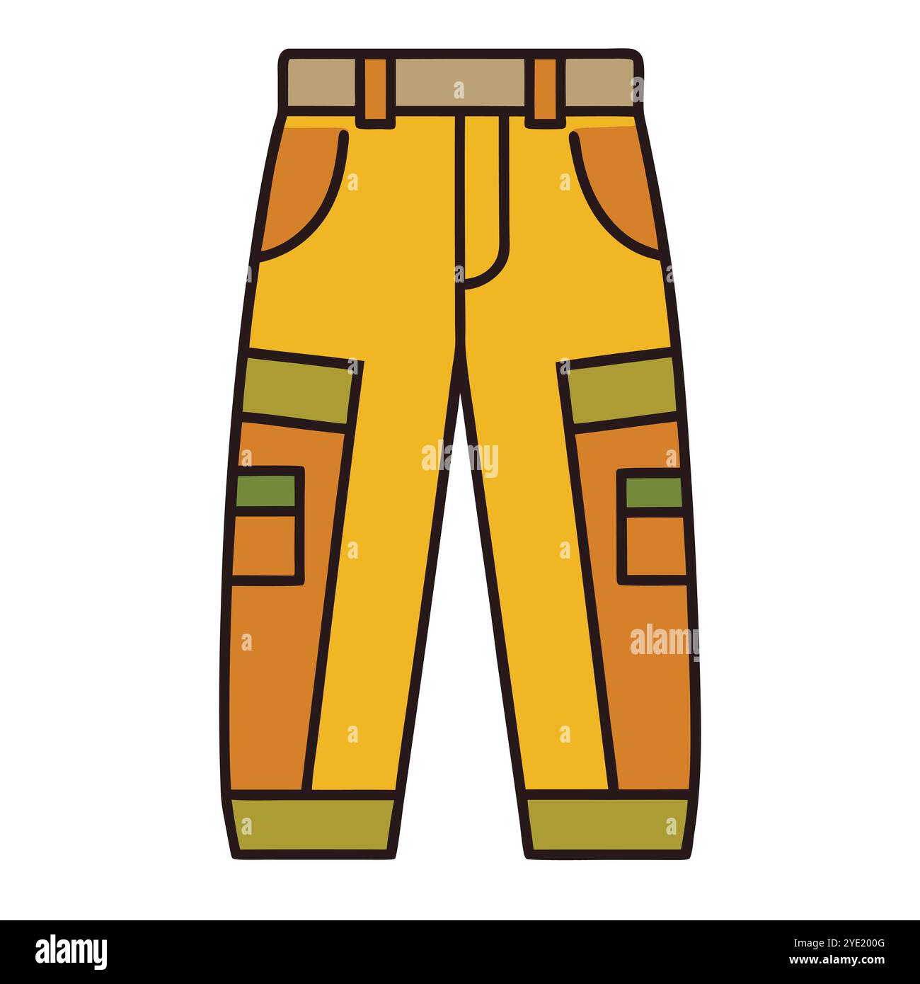 Gelbe Cargo Hosen Vektor Illustration mit Taschen Stock Vektor