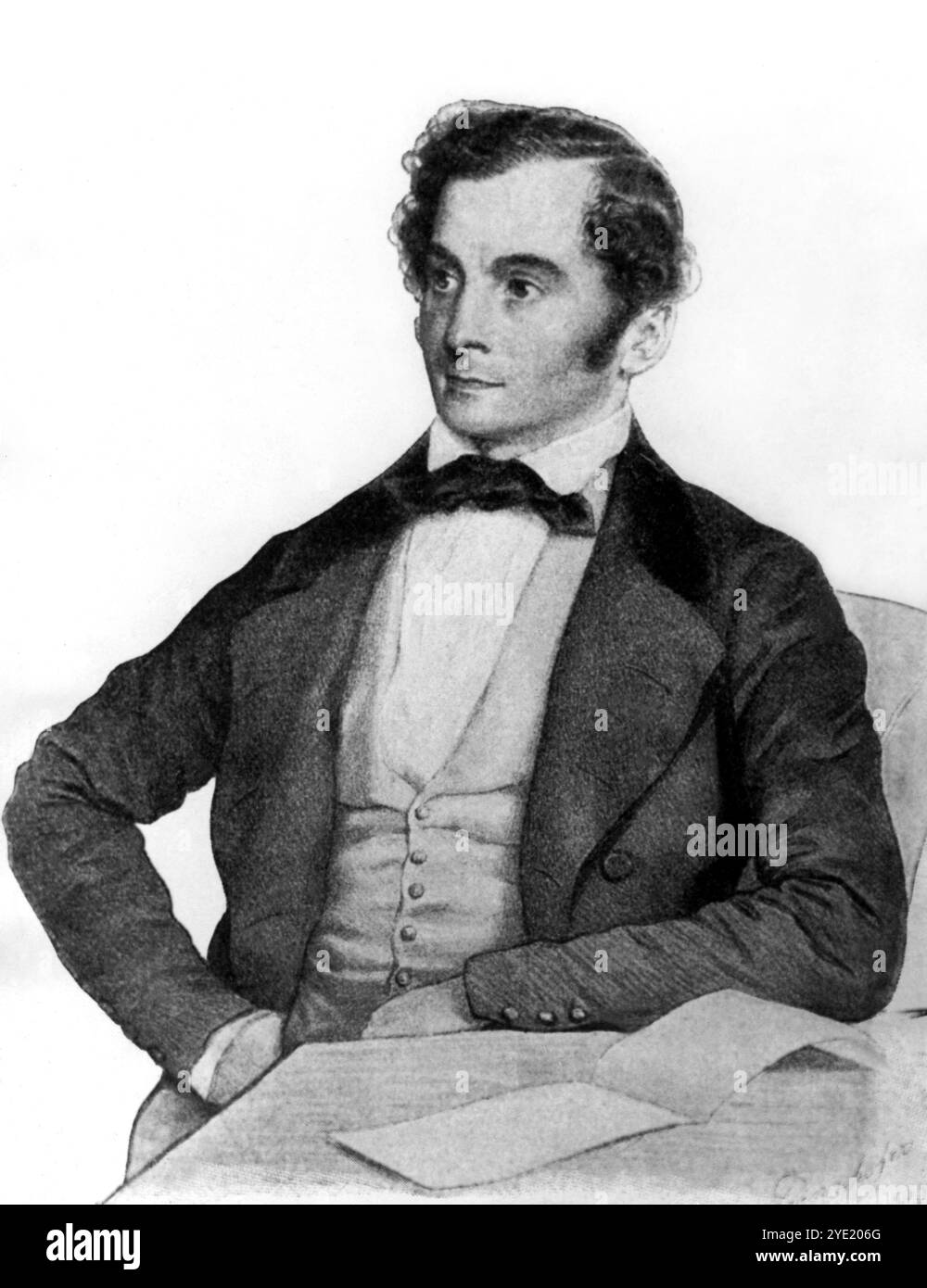 1846 , DEUTSCHLAND : der deutsche Komponist , Sänger und Bandmeister ALBERT LORTZING ( 1801 - 1851 ) . Porträt von August Prinzhofer ( 1817 - 1885 ) . - GESCHICHTE - FOTO STORICHE - MUSICISTA - MUSICA CLASSICA - Krawattenschleife - cravatta - fiocco - Kragen - Colletto - CANTANTE - DIRETTORE D'ORCHESTRA - DIRIGENT - Gravur - incisione - Illustrazione - Archivio GBB Stockfoto