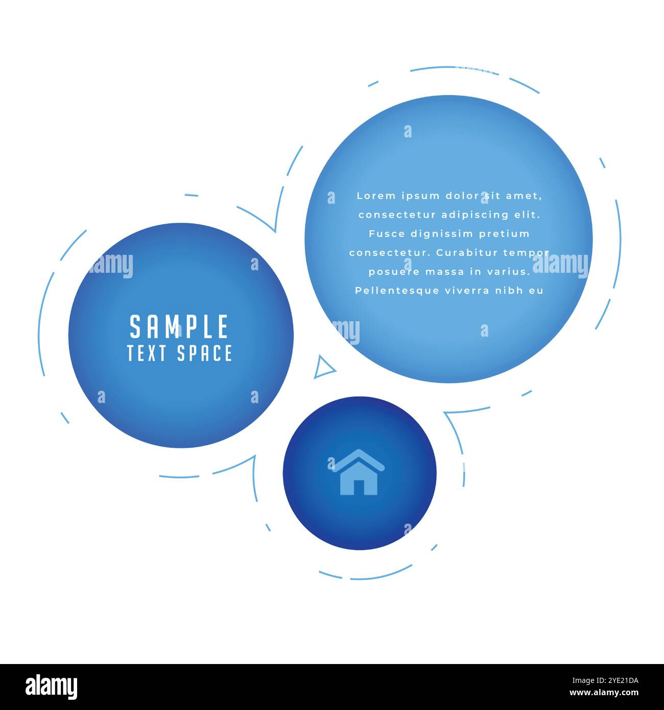 Web-Business-Banner mit blauem kreisförmigem Layout und Textbereich Stock Vektor