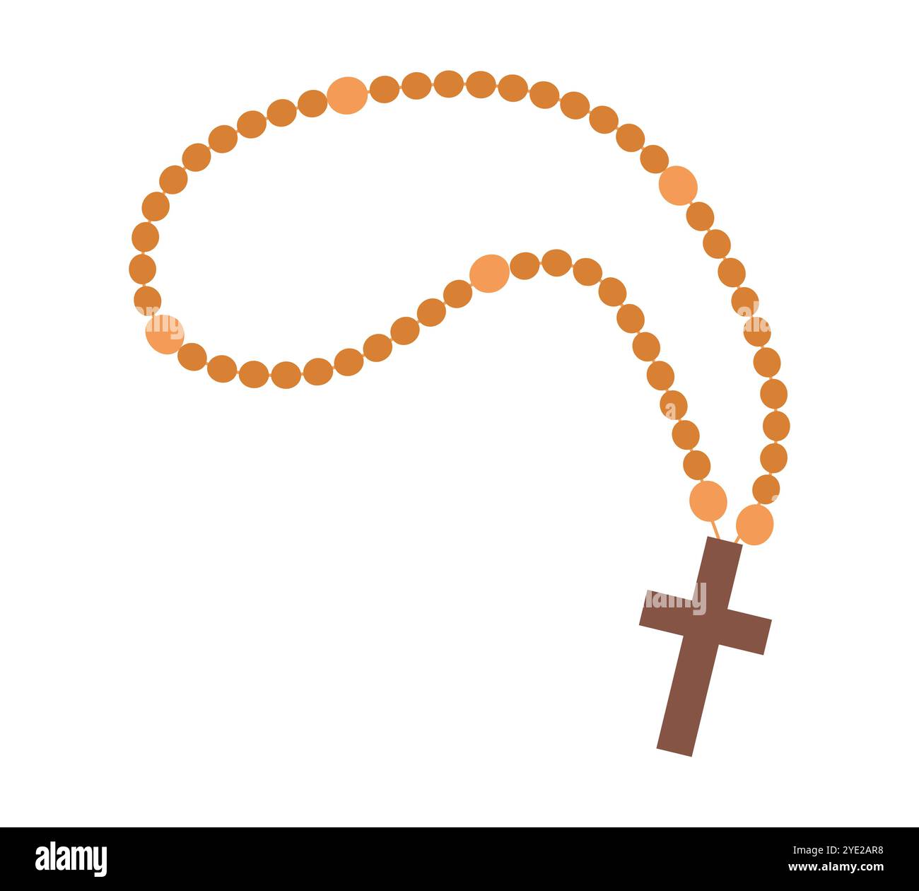 Vektor-Rosenkranz im Cartoon-Stil. Rosenkranz zum Gebet und zur Reflexion über Gott der Christen. Heiliges Attribut für Katholiken und Orthodoxe. Hölzerne Bowline mit Stock Vektor