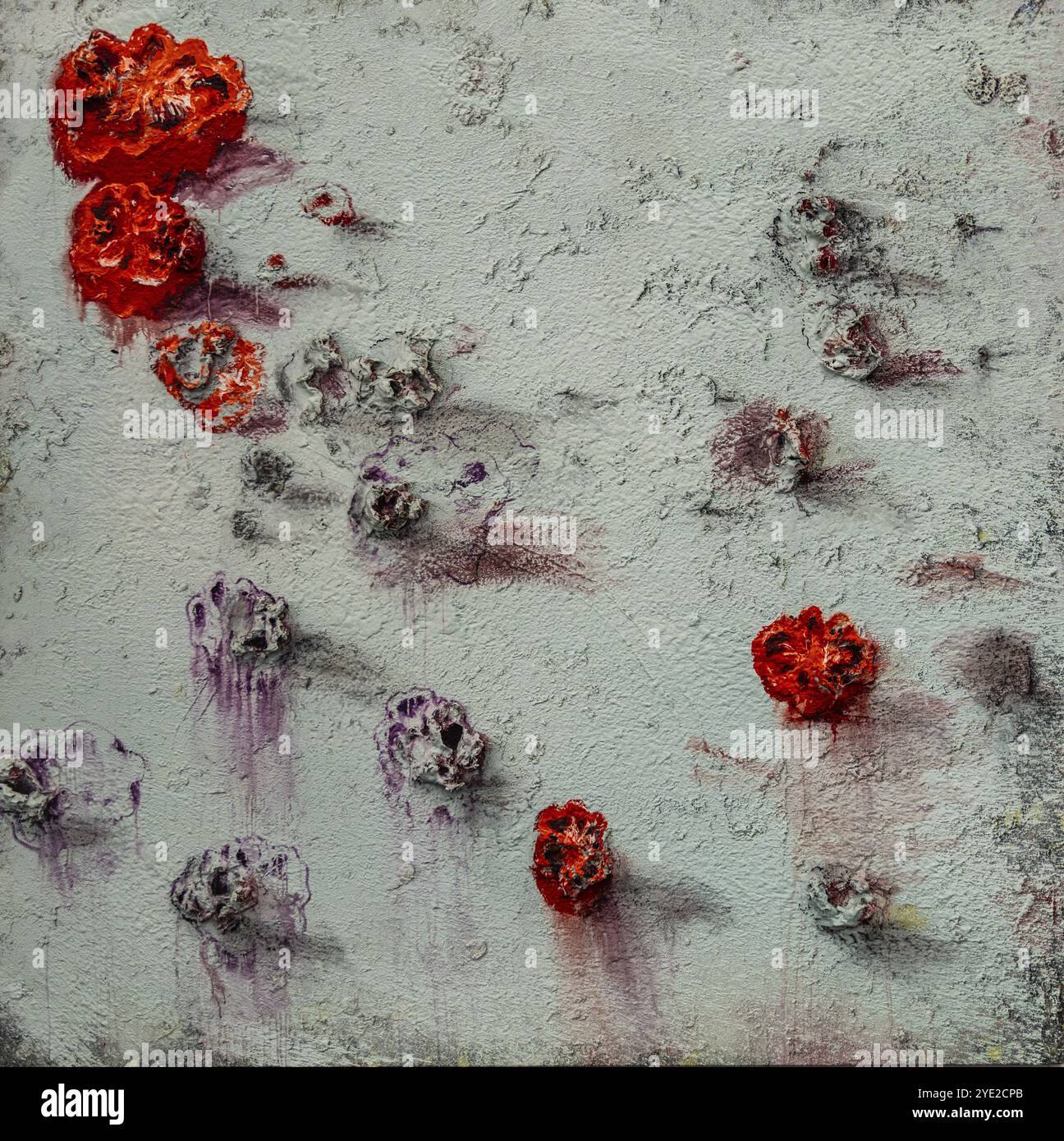 Tomatism, 2009, Mixed Media on Canvas, Ausstellung Miquel Barcelo, Vida y Muerte, Museum Kueppersmuehle, Duisburg, Deutschland – nur redaktionelle Verwendung Stockfoto