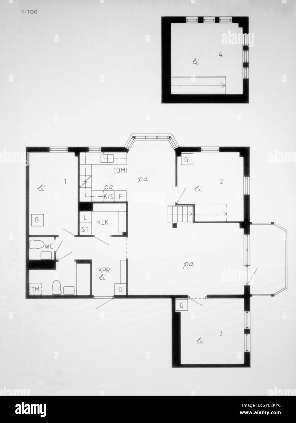 Architektonischer Hintergrund. Teil des architektonischen Projekts, architektonischer Plan der Wohnung Stockfoto