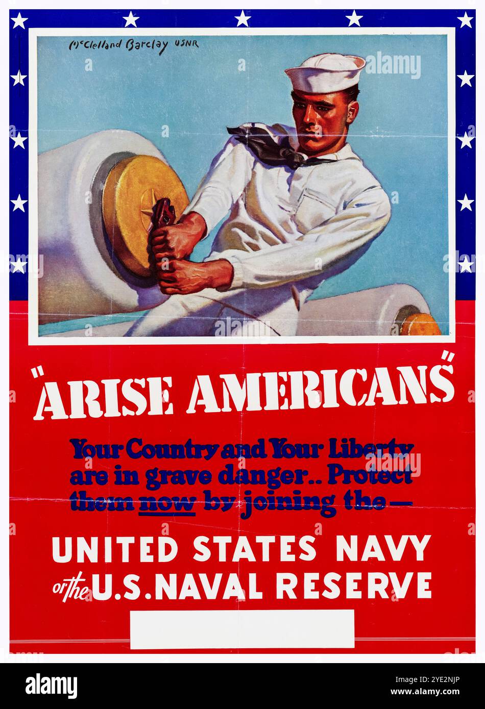 American, US, WW2, Recruitment Poster, Aise Americans, werden Sie Mitglied der United States Navy oder der US Naval Reserve, von McClelland Barclay, 1942-1945 Stockfoto