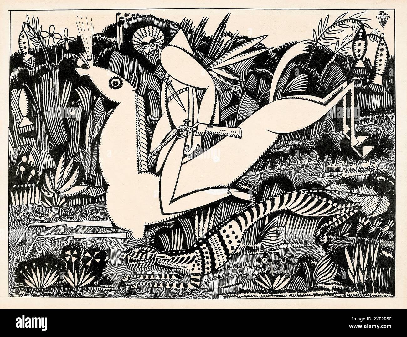 Amadeo de Souza-Cardoso, der Tiger, Zeichnung in Stift und Tusche mit Gouache, um 1912 Stockfoto