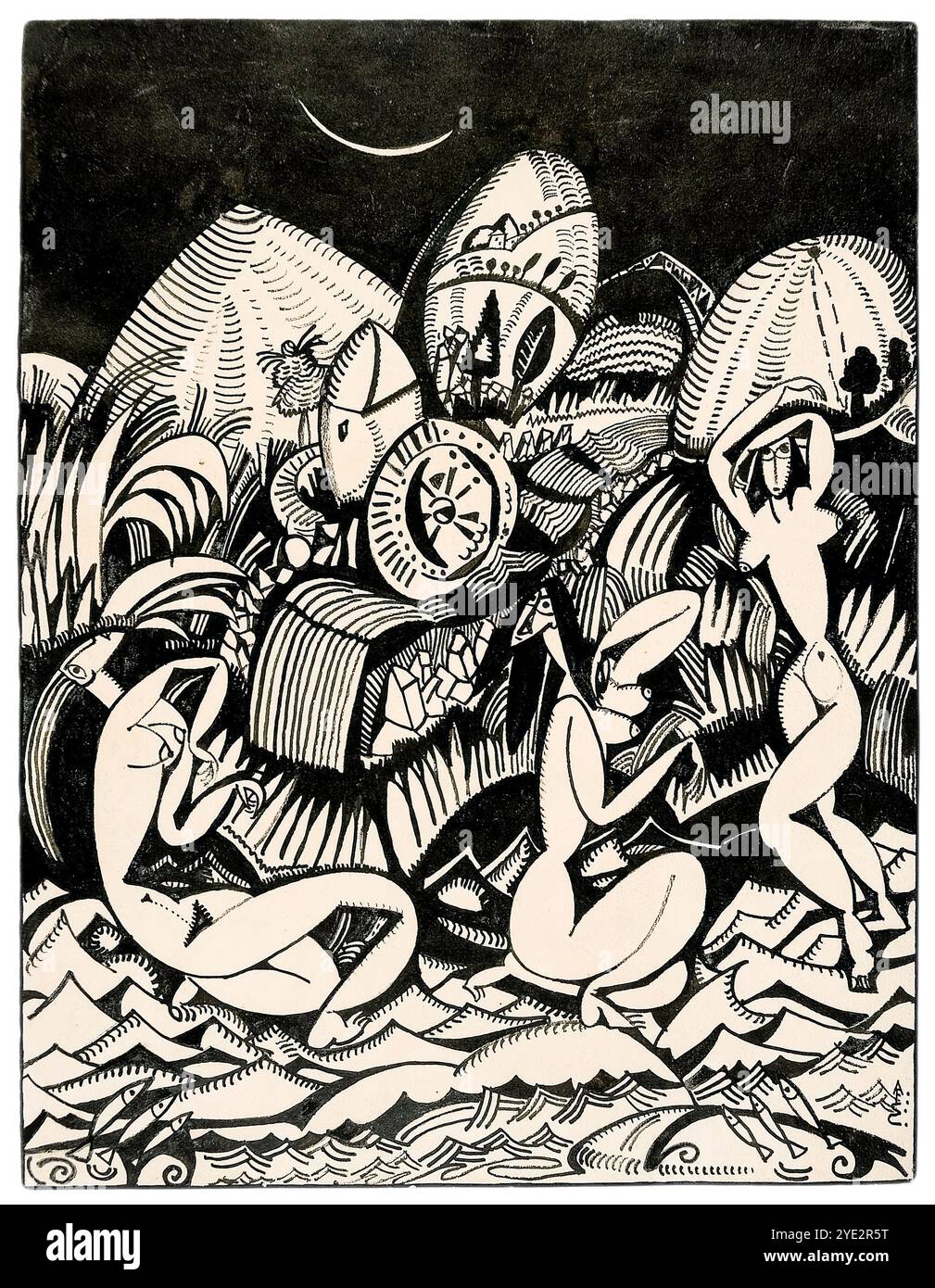 Das Hexenbad, Zeichnung in Stift und Tinte von Amadeo de Souza-Cardoso, um 1912 Stockfoto