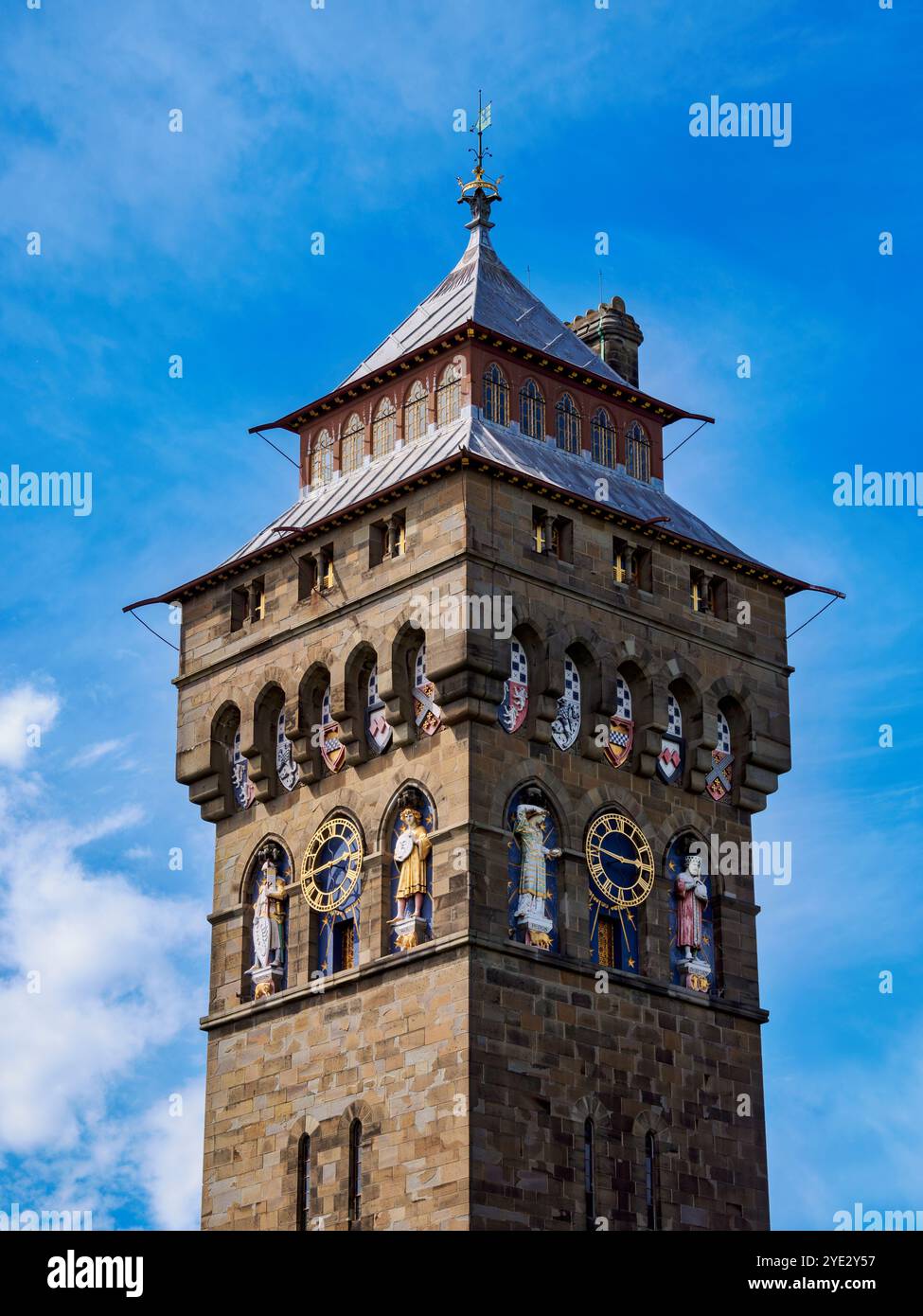 The Clock Tower, Cardiff Castle, Cardiff, Wales, Vereinigtes Königreich Stockfoto