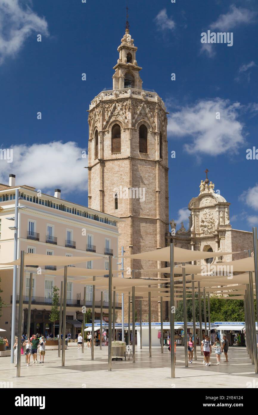 Valencia, Spanien - 14. August 2023: Micalet Tower in Valencia, Spanien. Stockfoto