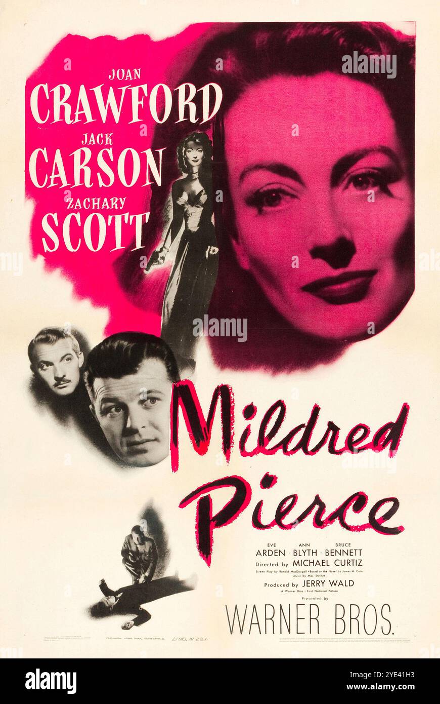 Mildred Pierce, Oldtimer-Filmplakat Joan Crawford, Jack Carson, Zachary Scott, 1945 Stockfoto