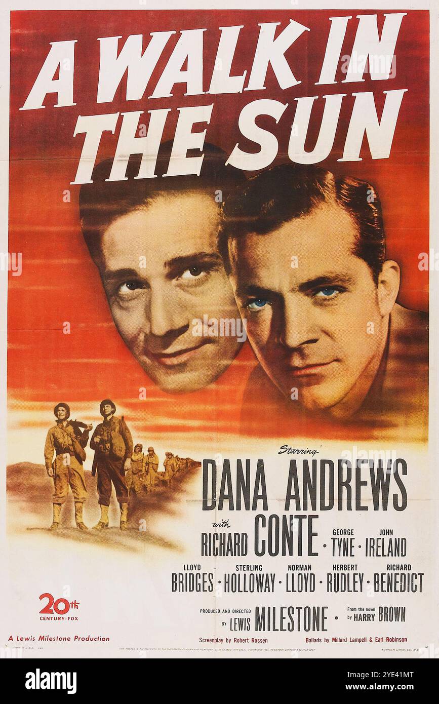 Oldtimer-Filmplakat für Einen Spaziergang in der Sonne, Dana Andrews, Richard Conte, Lloyd Bridges Stockfoto