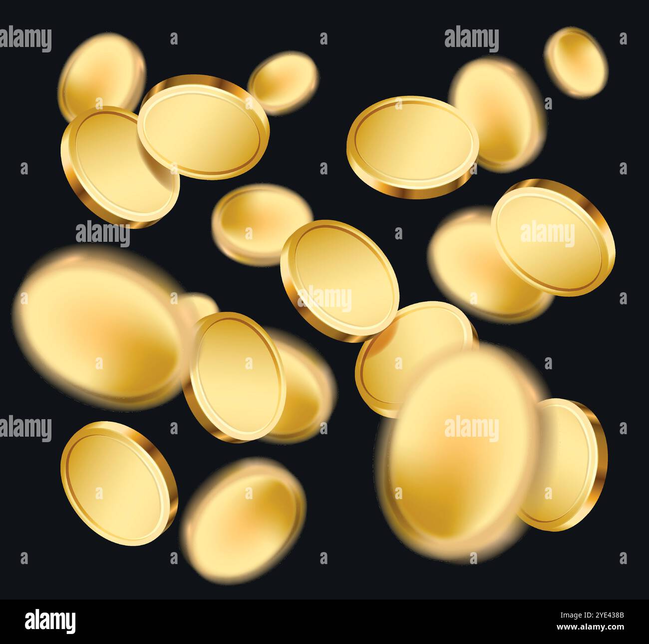 Realistische goldene Münzen fallen oder fliegen. Reich und Geld. Stock Vektor