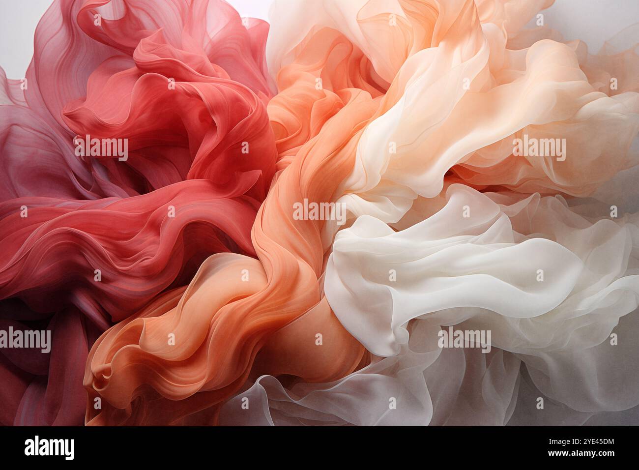 Abstrakter Hintergrund aus hellem und durchscheinendem Gaze oder Baumwollgewebe. Bunter Luxus-Textur-Hintergrund. Stockfoto