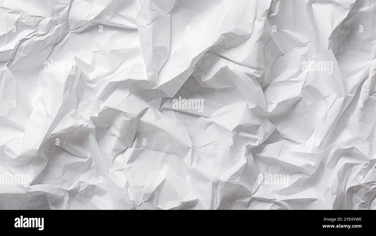 Weißes Papierblatt Textur Karton Hintergrund.zerknittert weißes Papier Textur Hintergrund. Stockfoto