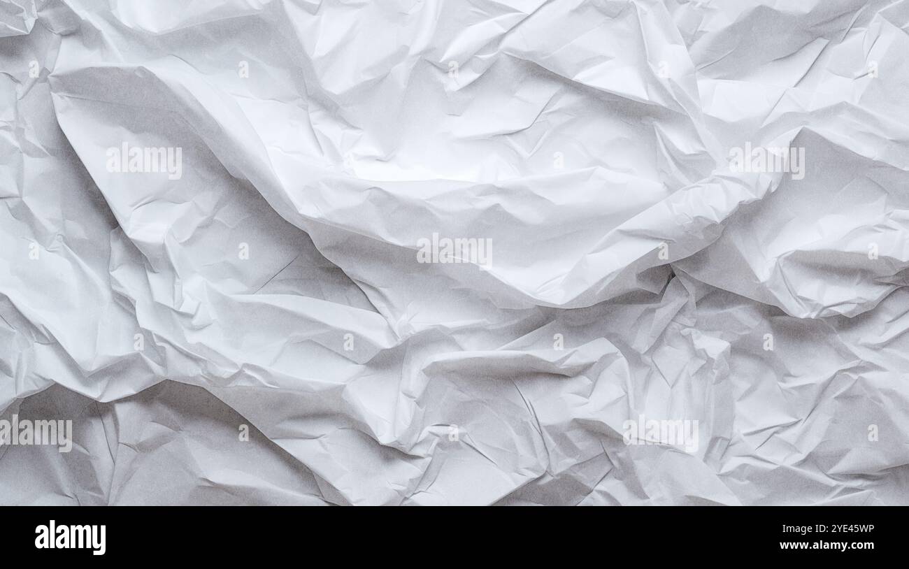 Weißes Papierblatt Textur Karton Hintergrund.zerknittert weißes Papier Textur Hintergrund. Stockfoto