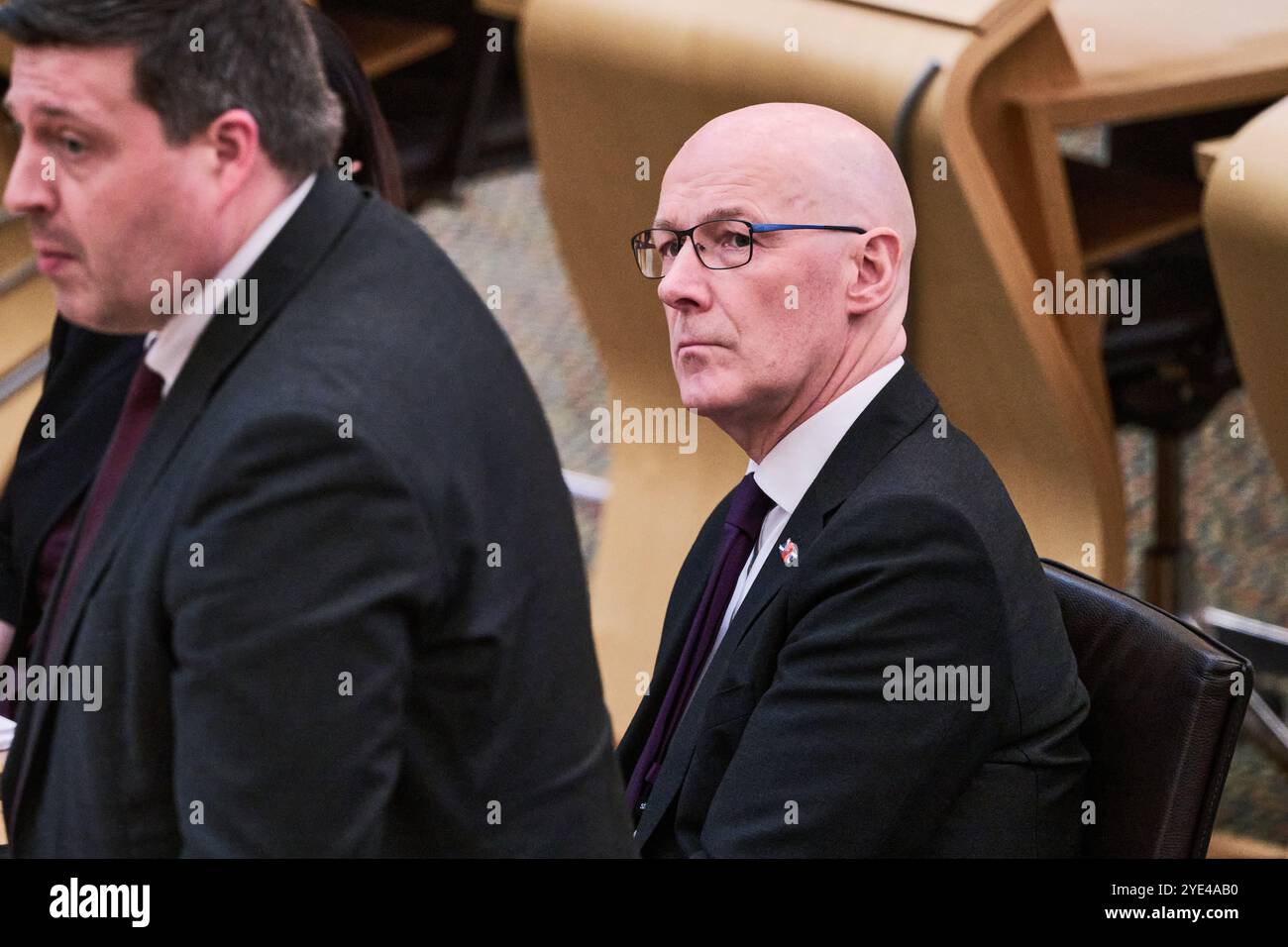 Edinburgh Schottland, Vereinigtes Königreich 29. Oktober 2024. Erster schottischer Minister John Swinney im schottischen Parlament für eine Ministererklärung über Rechtsberatung im Zusammenhang mit der Entscheidung des schottischen Informationskommissars. Credit sst/alamy Live News Stockfoto