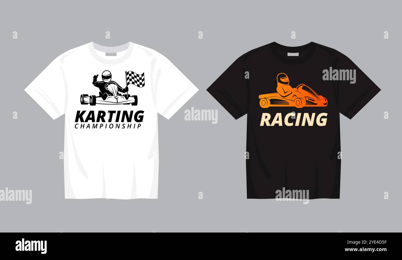 Rennclub. Design-Vorlage mit t-Shirt-Print und Rennsportwagen Stock Vektor