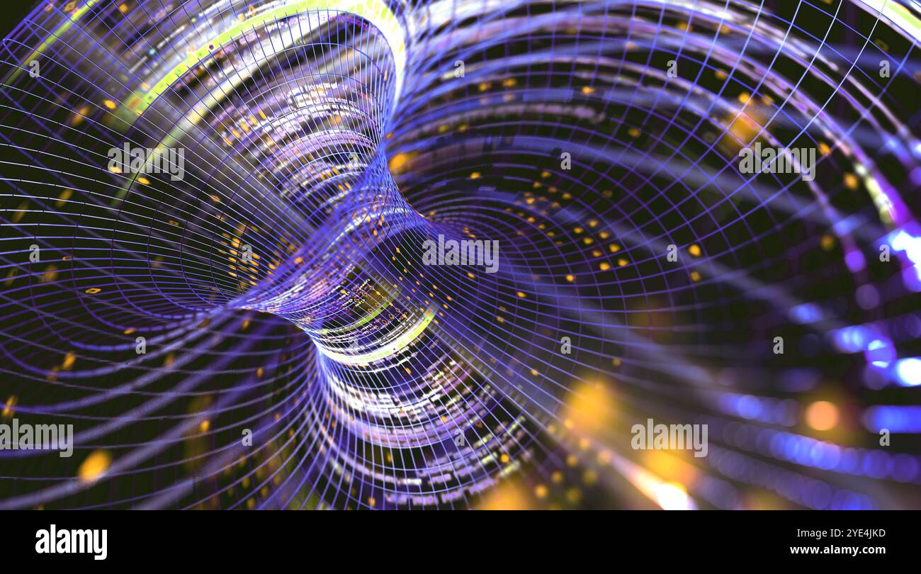 Hintergrundbild von tech Konzept Muster und Big Data structure.Net und Quellcode. 3D-Darstellung Stockfoto