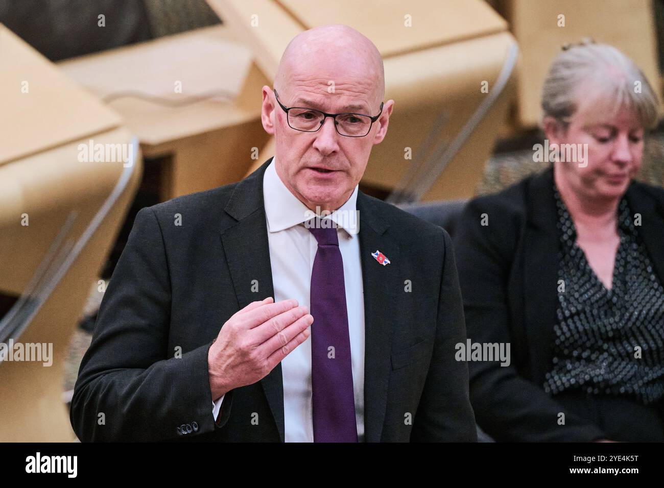 Edinburgh Schottland, Vereinigtes Königreich 29. Oktober 2024. Erster schottischer Minister John Swinney im schottischen Parlament für eine Ministererklärung über Rechtsberatung im Zusammenhang mit der Entscheidung des schottischen Informationskommissars. Credit sst/alamy Live News Stockfoto