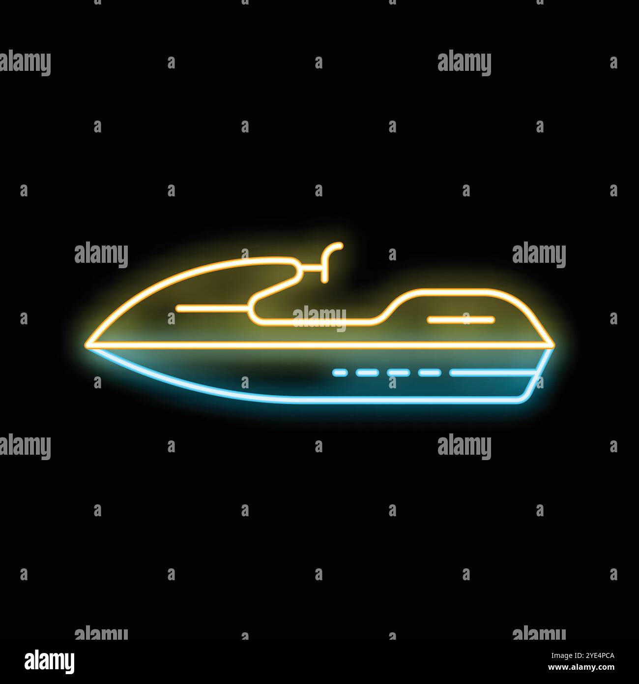 Neonzeichen eines Jetskis auf schwarzem Hintergrund, Freizeitkonzept Stock Vektor