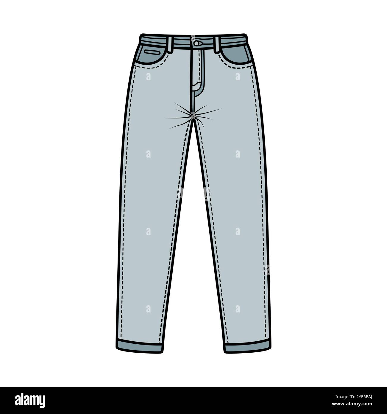 Trendige Jeans Clip Art für Mode- und Bekleidungsdesigns Stock Vektor