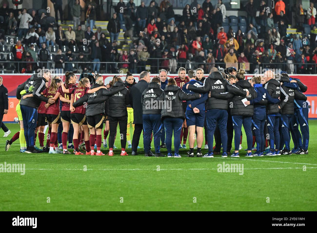 Brüssel, Belgien Oktober 2024. Die belgischen Spieler feiern am Dienstag, den 29. Oktober 2024 in Brüssel, nach dem Sieg eines Fußballspiels zwischen der belgischen Nationalmannschaft der Roten Flammen und Griechenland, die zweite Etappe der ersten Qualifikationsrunde für die EM 2025. BELGA FOTO DAVID CATRY Credit: Belga News Agency/Alamy Live News Stockfoto