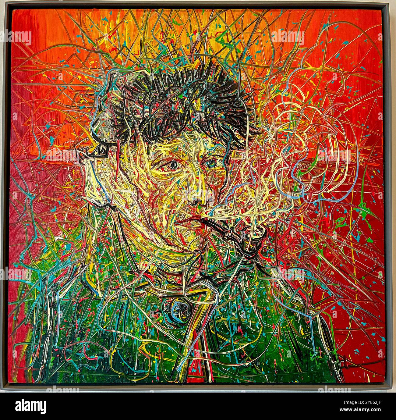 Shanghai, China, Nahaufnahme, moderne chinesische Malerei, 'Van Gogh III' (Künstler: Zeng Fanzhi), 'Museum of Art Pudong', Portrait abstrakte Kunst des 21. Jahrhunderts Stockfoto