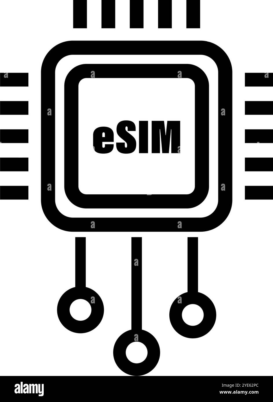 ESIM-Symbol. Eingebettetes SIM-Symbol. Editierbarer Vektor. Stock Vektor