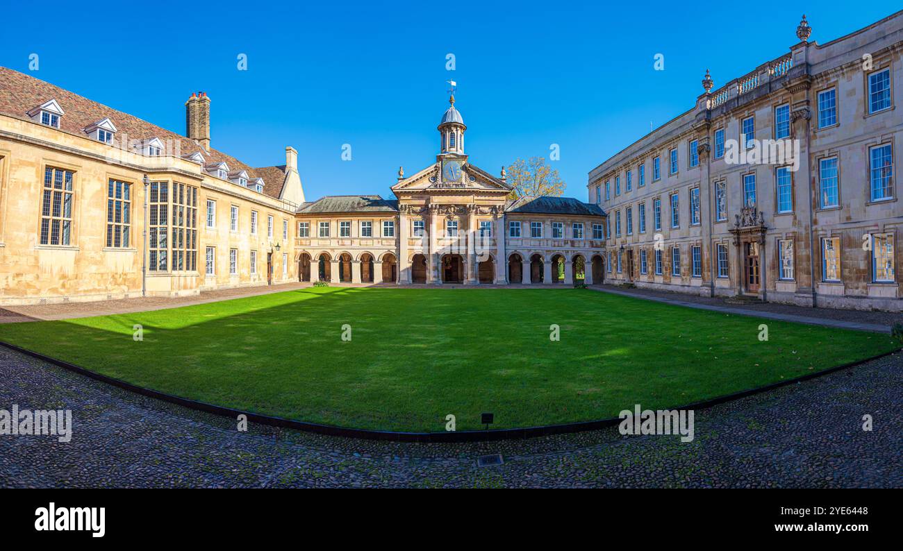 Panorama der berühmten Architektur des Emmanuel College in Cambridge City, Engand, Großbritannien Stockfoto