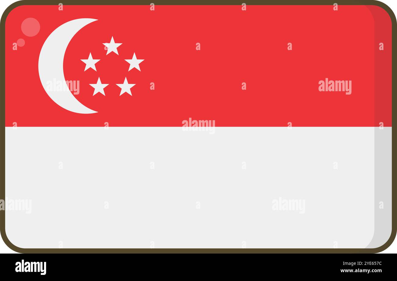 Modernes Flaggensymbol Singapur. Editierbarer Vektor. Stock Vektor