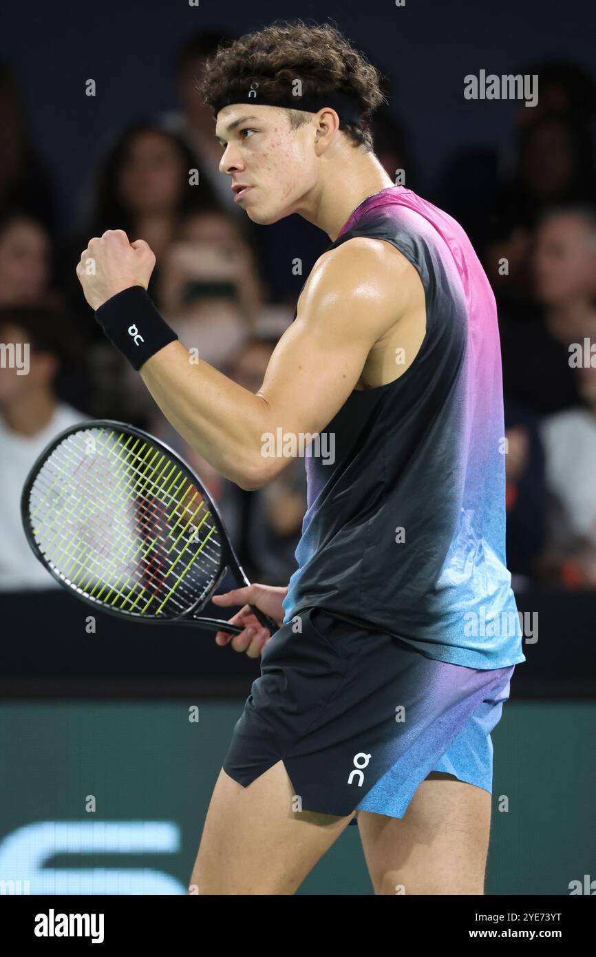 Paris, Frankreich. Oktober 2024. Ben Shelton aus den USA während des zweiten Tages des Rolex Paris Masters 2024, eines ATP Masters 1000-Tennisturniers am 29. Oktober 2024 in der Accor Arena in Paris, Frankreich - Foto Jean Catuffe/DPPI Credit: DPPI Media/Alamy Live News Stockfoto