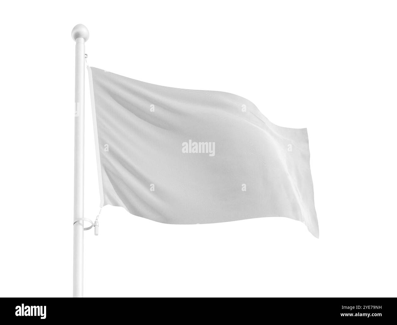 Realistisches 3D-Modell mit gewellter weißer Flagge Stockfoto
