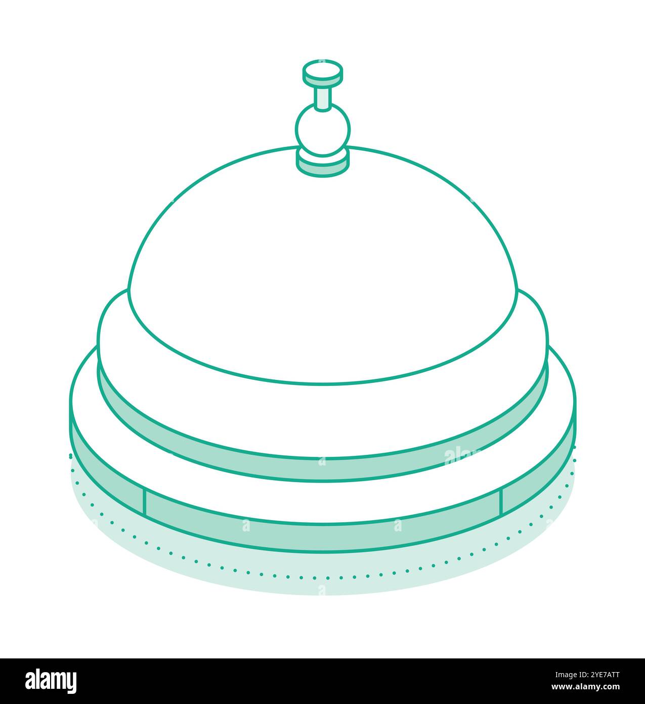 Isometrische Hoteldienstglocke. Vektorabbildung. Umreißen Sie die Empfangsglocke. Symbol oder Symbol. Stock Vektor