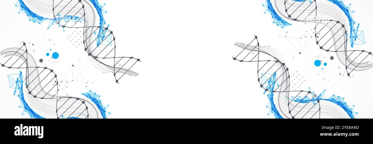 Wissenschaftliche Vorlage, Hintergrundbild oder Banner mit DNA-Molekülen. Handgezeichneter Vektor. Stock Vektor