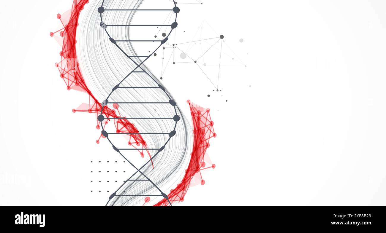 Wissenschaftliche Vorlage, Hintergrundbild oder Banner mit DNA-Molekülen. Handgezeichneter Vektor. Stock Vektor