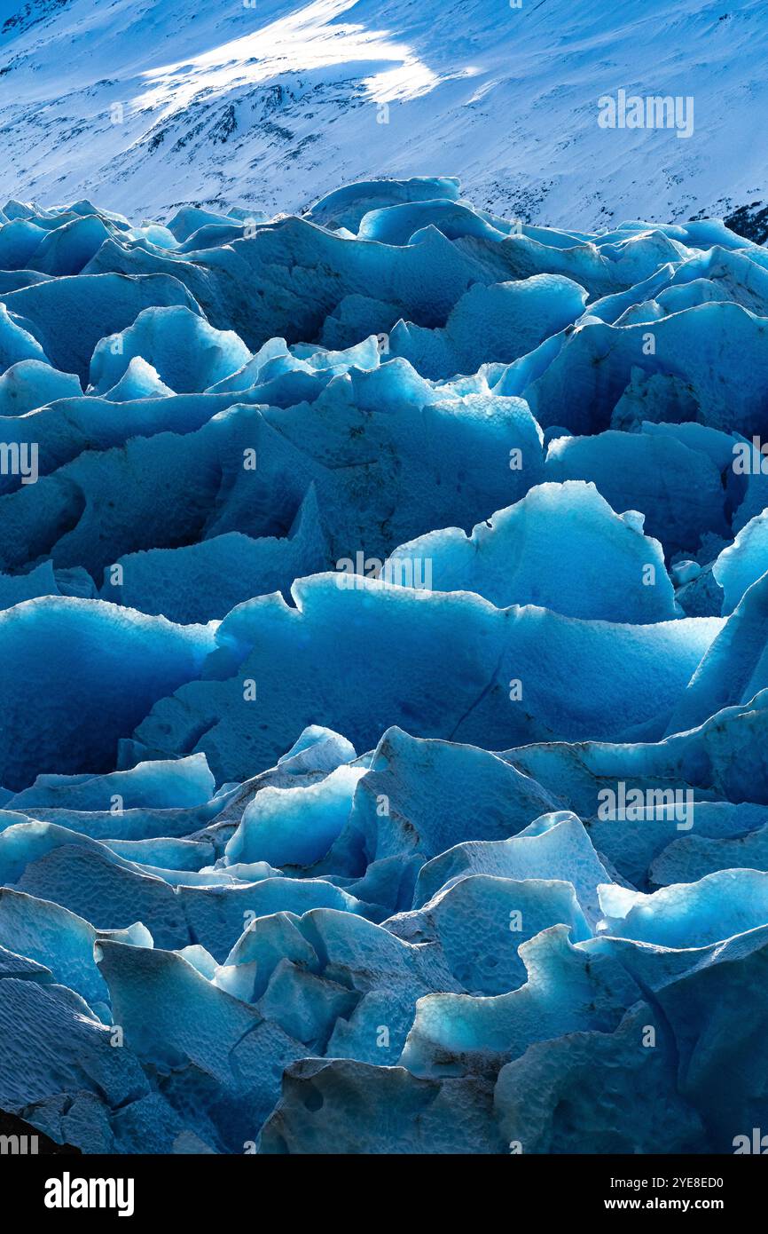 Eismuster vom Gray Glacier im Süden Chiles, Torres del Paine Nationalpark Stockfoto