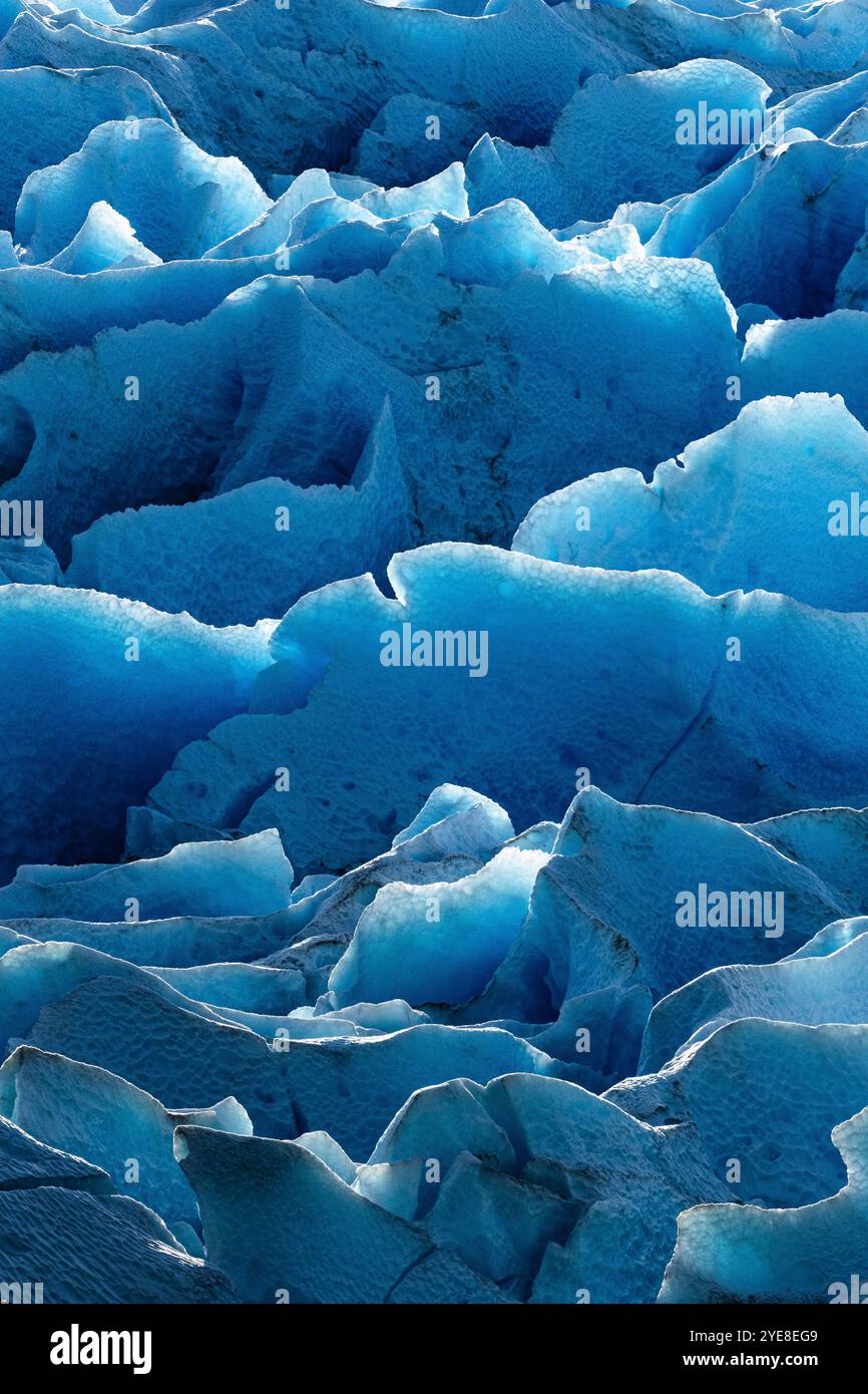 Eismuster vom Gray Glacier im Süden Chiles, Torres del Paine Nationalpark Stockfoto