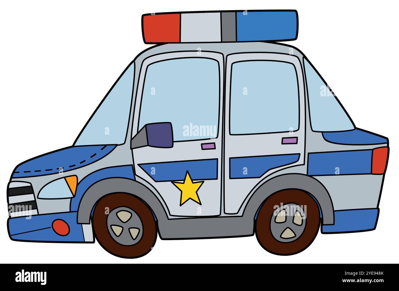 Ausmalseite Polizei Auto Auto Ausmalseite isolierte Illustration für Kinder Stockfoto