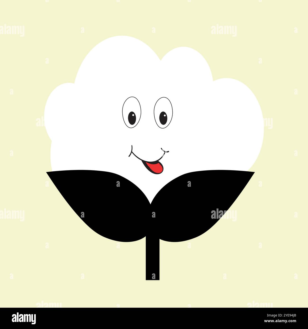 Niedliche Baumwollblume mit Augen und Mund Stock Vektor