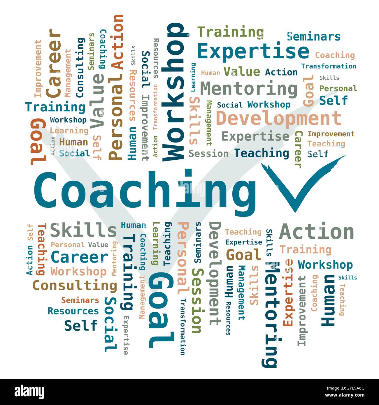 Word Cloud - Coaching - Mehrere Farben - Englisch Stock Vektor