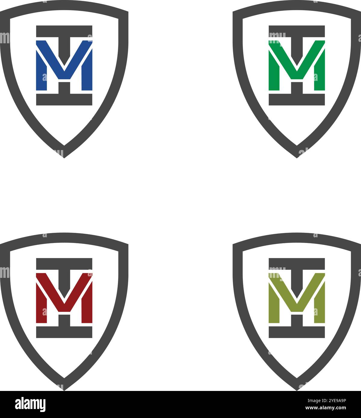 Vorlagenelemente im Design des Letter M Shield-Logos. Vektorabbildung. Stock Vektor