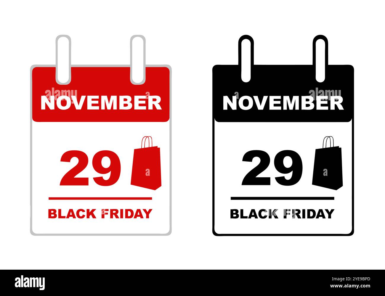2024 Black Friday Kalender isoliert auf weißem Hintergrund Stock Vektor