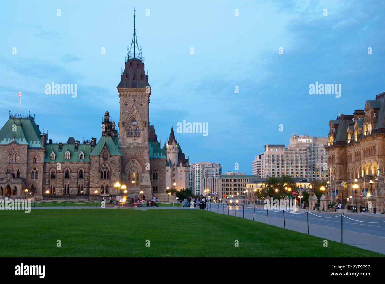 Parlament, Ostblock, Early Night, Ottawa, Ontario, Kanada Stockfoto
