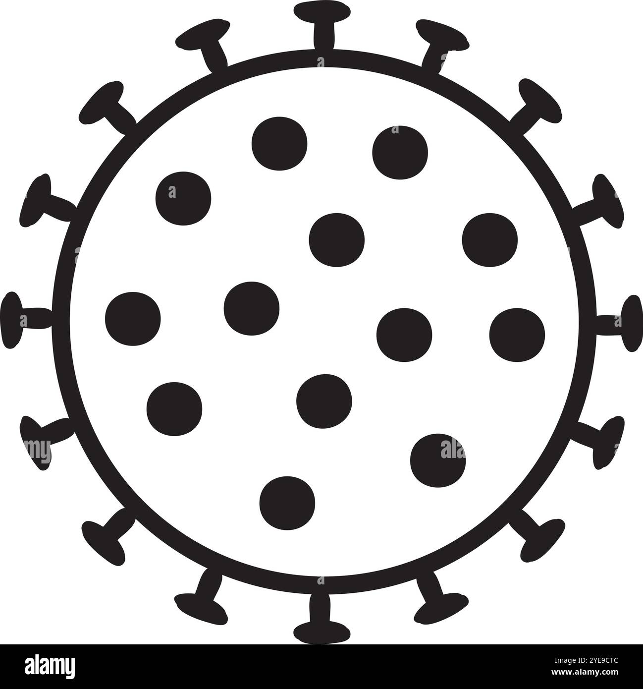 Abbildung einer Coronavirus-Zelle mit Spitzen und rna, perfekt für Bildungs- oder Sensibilisierungszwecke Stock Vektor