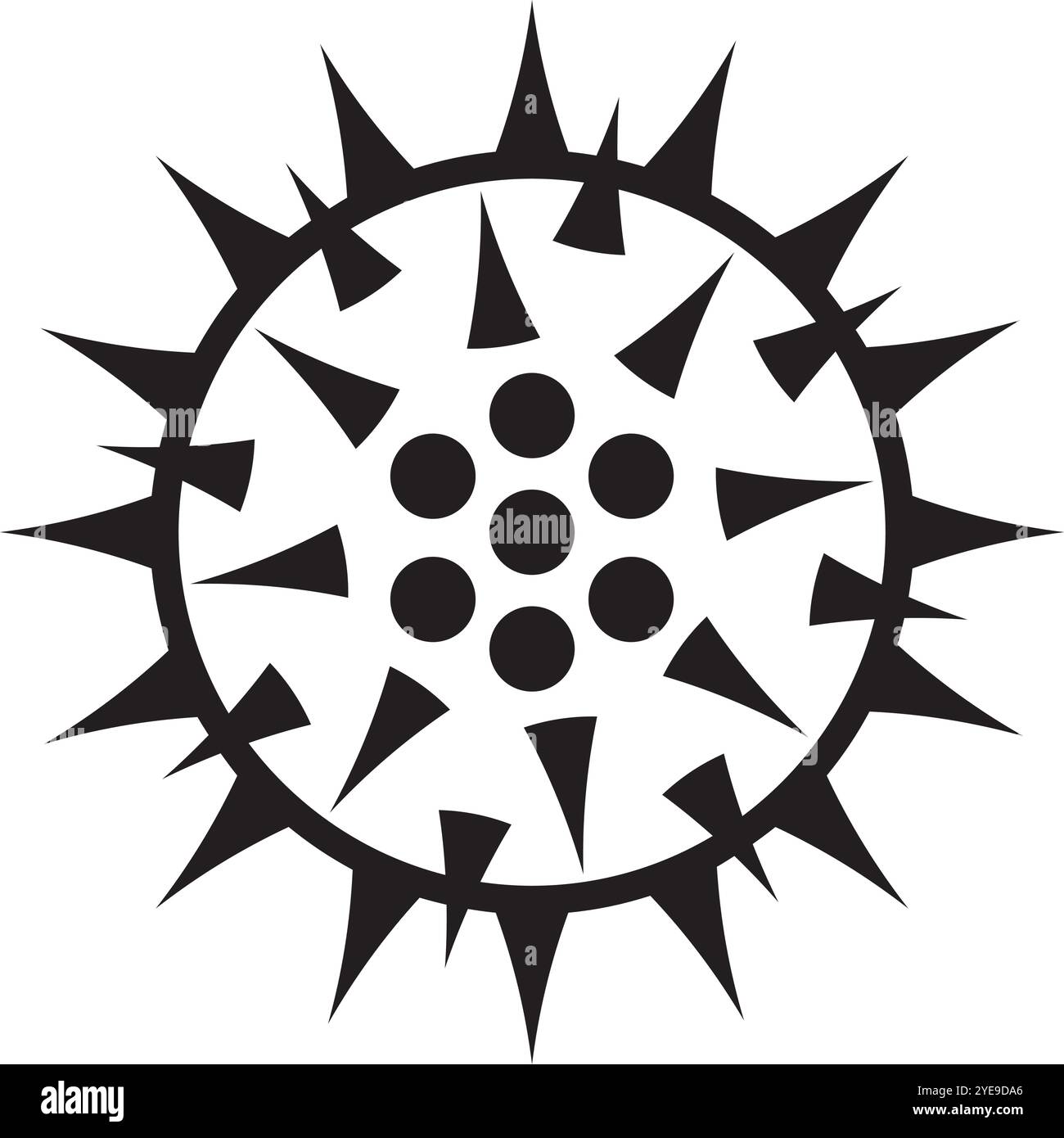 Gefährliche Schwarz-weiß-Virus-Illustration strahlt Infektion aus und symbolisiert Krankheit in einem fesselnden und alarmierenden Design Stock Vektor