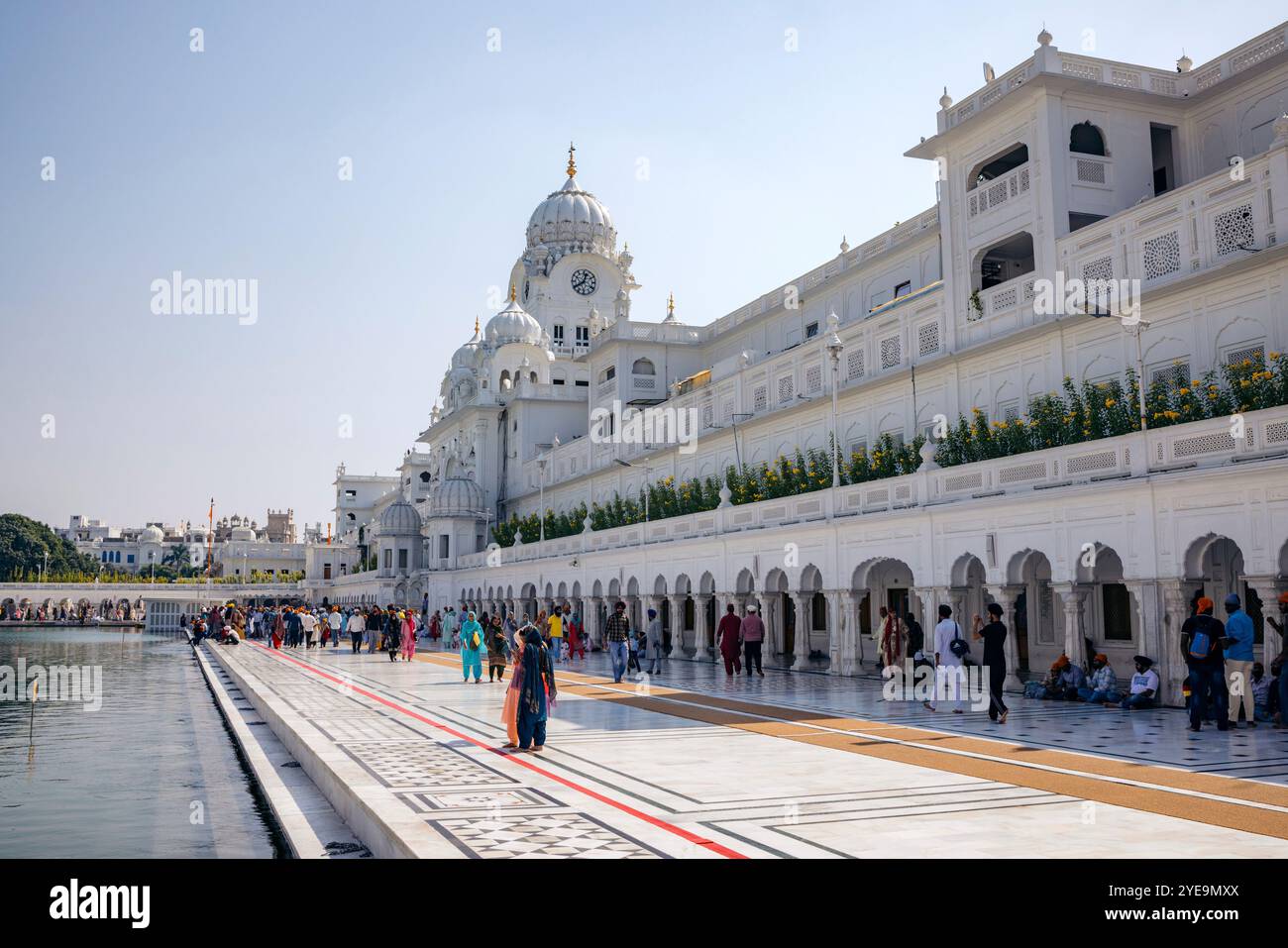 Goldener Tempel, ein Sikh Gurdwara mit einem Wasserbecken, in Amritsar, Punjab, Indien; Amritsar, Punjab, Indien Stockfoto