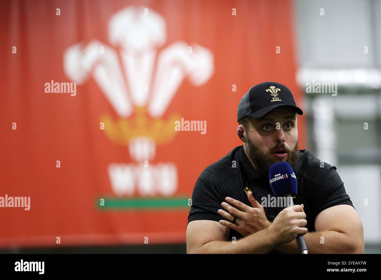 Cardiff, Großbritannien. 30. Oktober 2024. Nicky Smith aus Wales. Walisisches Rugby-Squad-Spieler-Mediesitzung vor den kommenden Herbst-Internationals in der Indoor WRU-Trainingsbasis Vale Resort, Vale of Glamorgan am Mittwoch, den 30. Oktober 2024.Bild von Andrew Orchard/ Alamy Live News Stockfoto