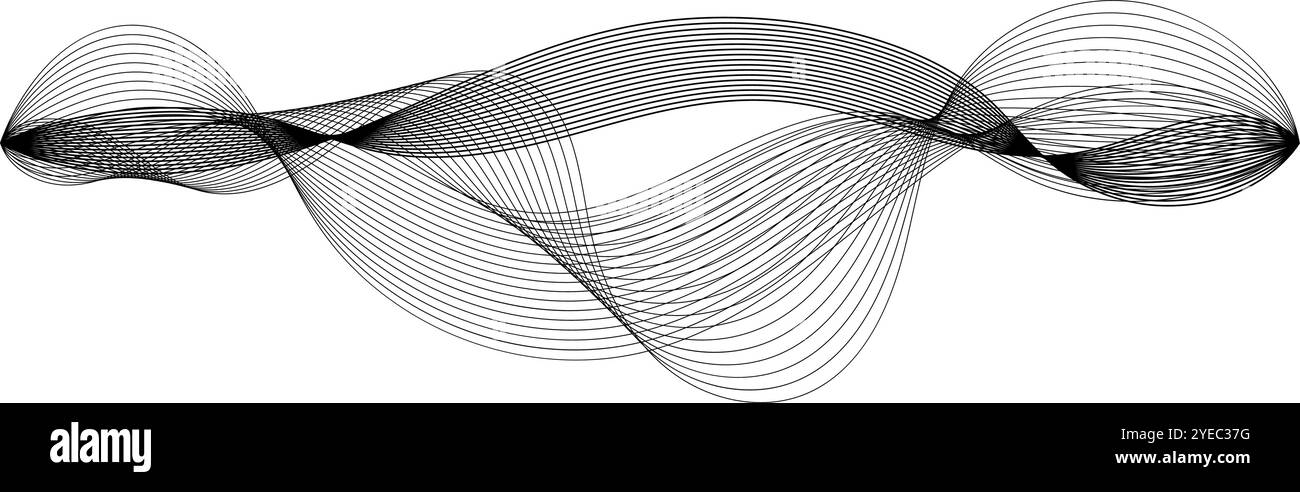 Abstrakte Strichkunst, die ein fließendes Wellenmuster mit einem Gefühl von Bewegung und Rhythmus erzeugt, geeignet für Designs, die mit Technologie, Musik oder Moderne in Verbindung stehen Stock Vektor